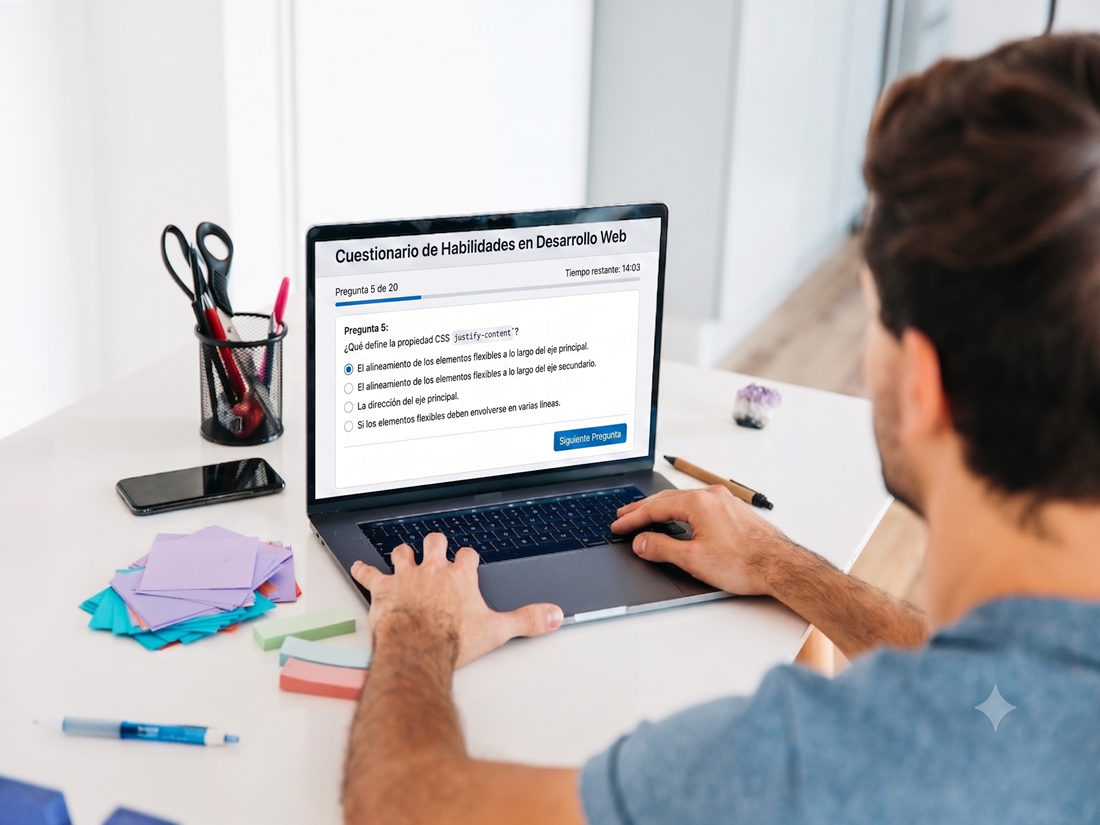 Persona contestando su evaluación